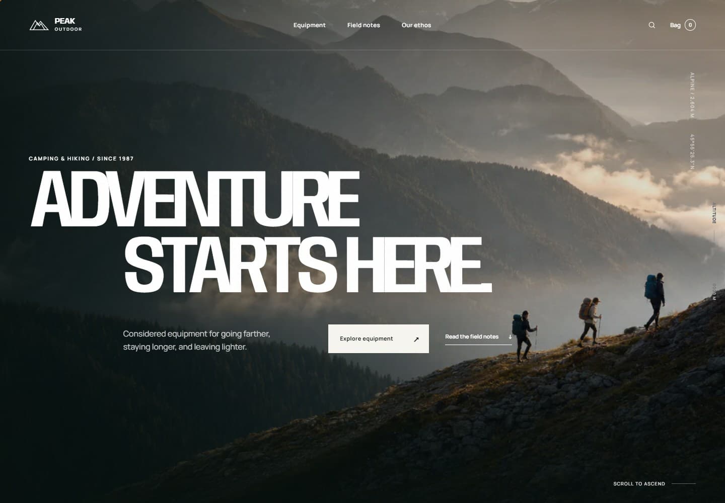 Peak Outdoor website design